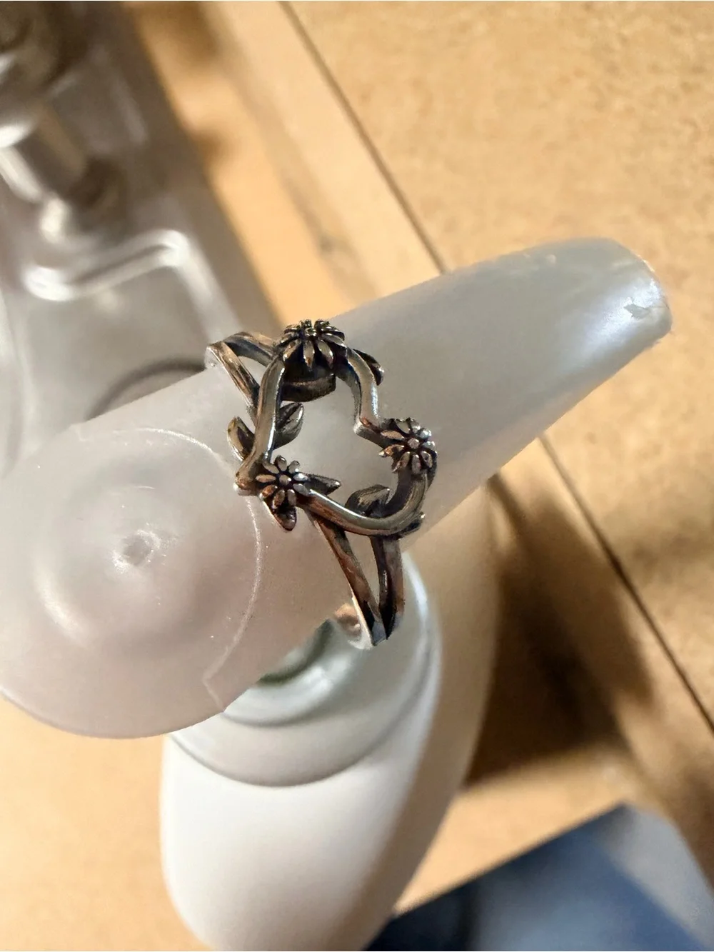 Sterling Silver Floral Vine Ring - Silver